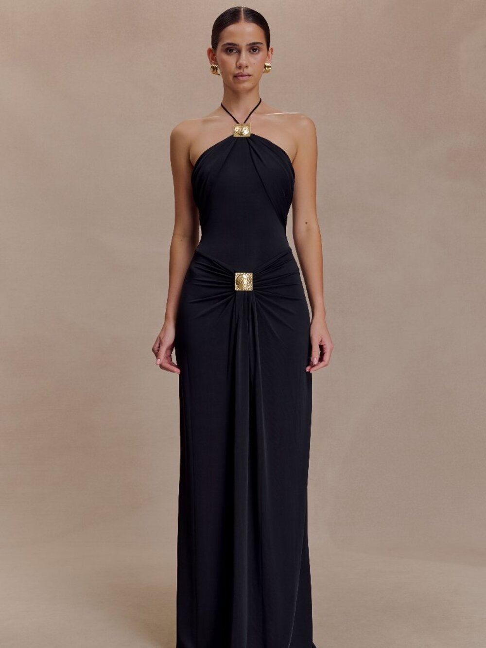 NWT - Meshki - Quincy Halter Maxi Dress With Hardware - Black